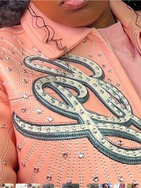 Pelle Pelle Pink Embellished Leather Jacket